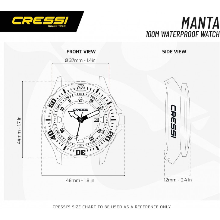 Ceas de scufundari Cressi Manta Watch Colorama, rezistenta la apa 100 m, 10 ATM, profesional, curea orange, livrare 7-9 zile
